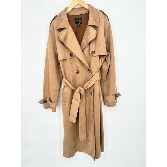 Republic Jackets & Blazers - Truth By REPUBLIC Faux Leather Trench Coat Small Brown Old Money Quiet Luxury